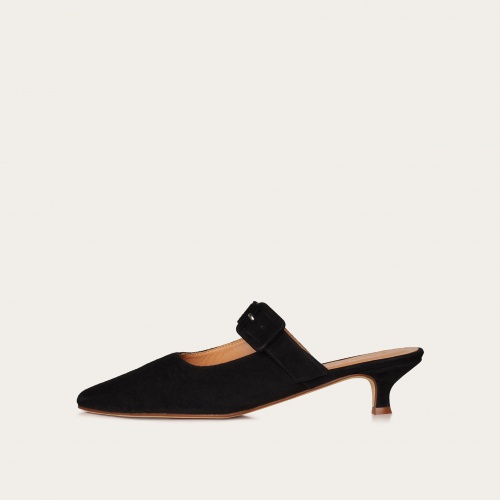 Vera Slides, black suede